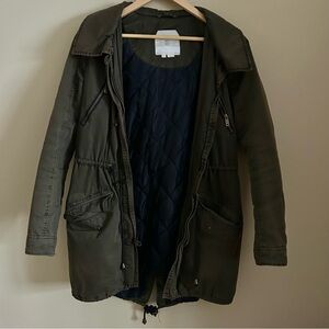 Anthropologie Hei Hei Olive Green Parka Military Utility Jacket size XS